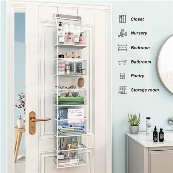 Fixwal Over The Door Organizer 5 Shelf Clear Hanging Storage for Closet Room - Picture 6 of 8